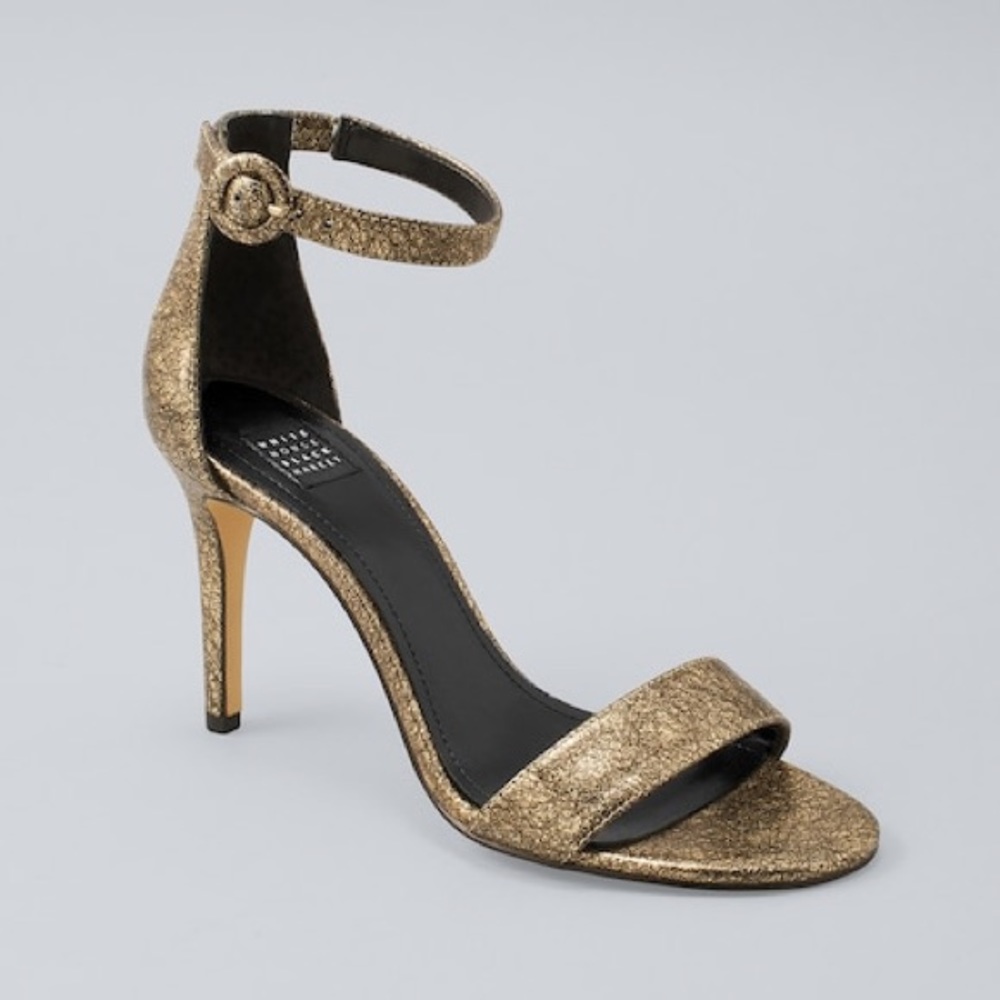 Foil Suede Strappy Heel